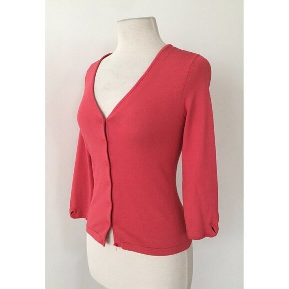 Ann Taylor Petites Salmon Button Up Blouse Sweater Size XSP - Picture 4 of 6